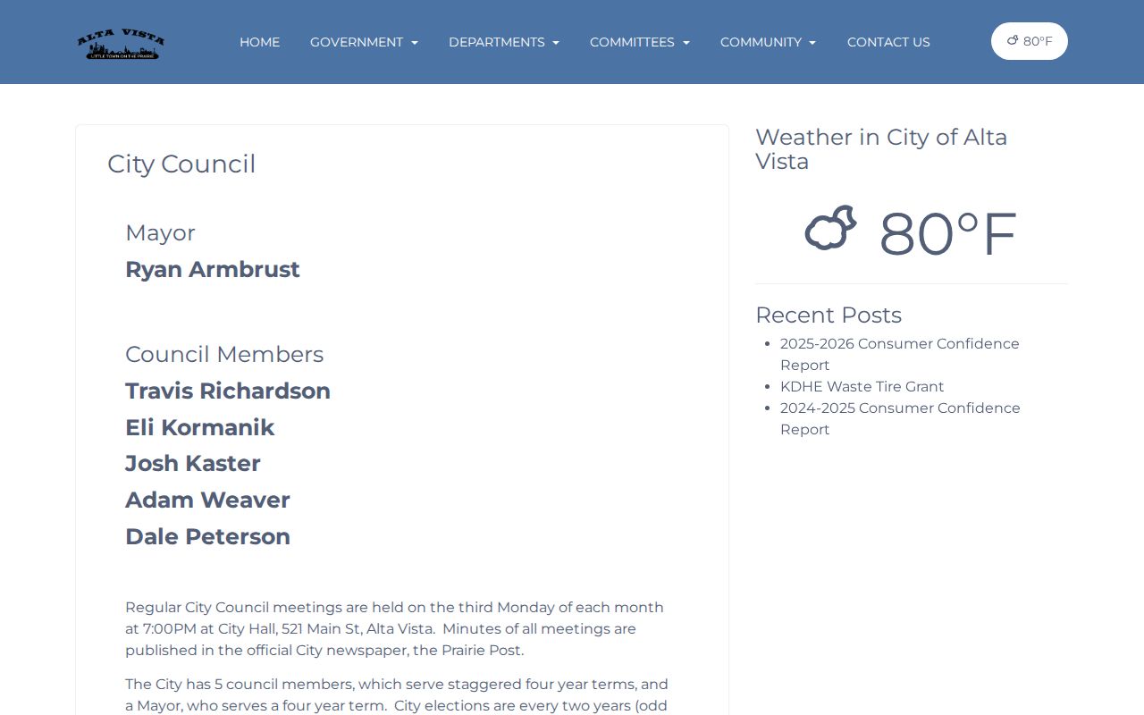 Alta Vista council information distinguished from municipal court dates