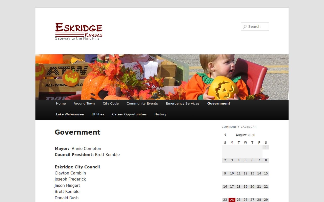 Official Eskridge government page for municipal court routing
